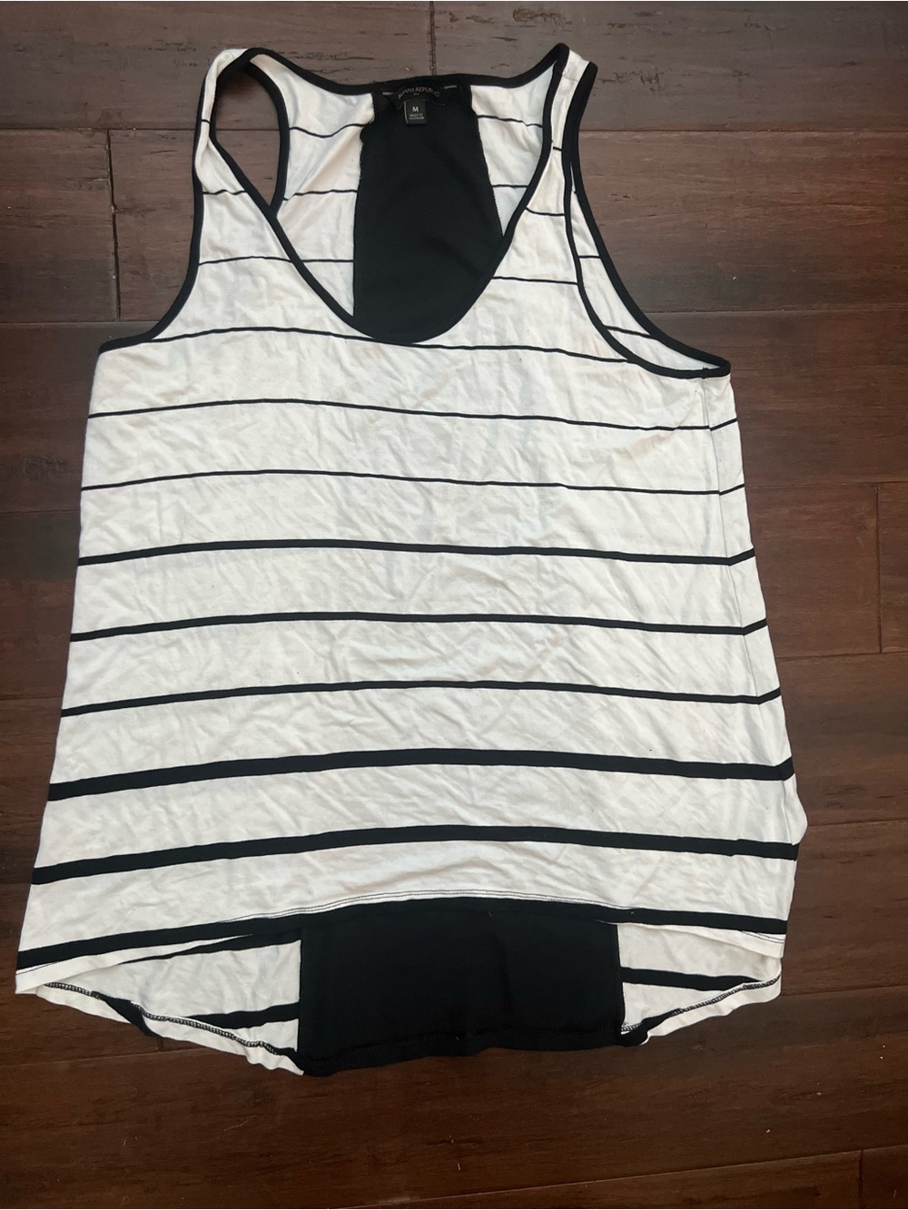 Banana Republic Black & White Striped Racerback Tank
